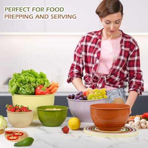 Plastic Mixing Bowls with Lids Set for Kitchen (Yellow)