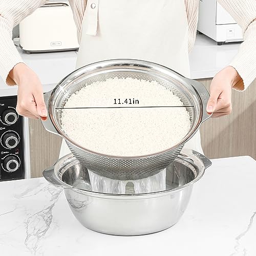 304 Stainless Steel Fine Mesh Colander Set (5qt / Primary color with handle)