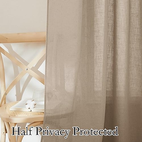 Extra Wide Sheer Curtains for Sliding Patio Door Large Window (Khaki / 70"W x 95"L (Pack of 2))