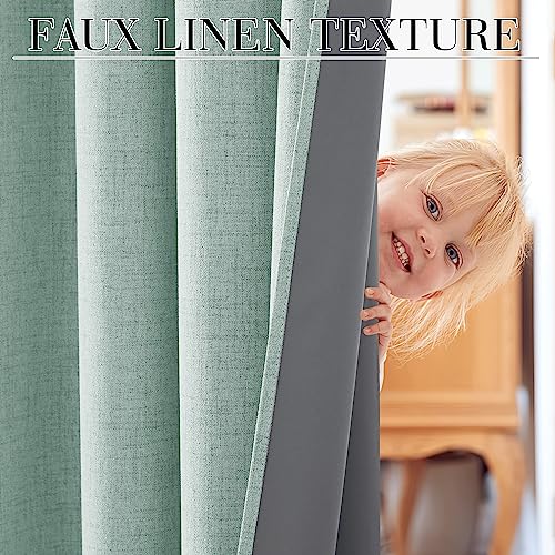 100% Blackout Linen Textured Curtains 90 inches Long (Aqua / 52"W x 90"L (Pack of 2))