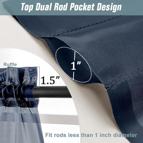 Navy Blue Sheer Curtains 84 Inches Long 2 Panels (42"W x 84"L (Pack of 2) / Navy Blue)