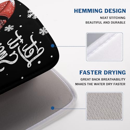 Black Snowman Dish Drying Mats for Kitchen Counter (Let It Snow / 18" x 24")