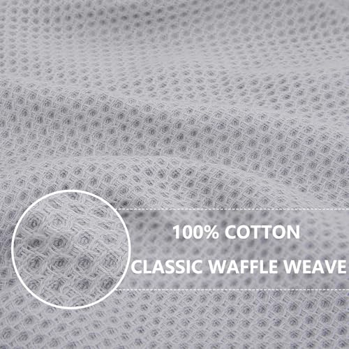 100% Cotton Waffle Weave Kitchen Dish Towels 24 (Light Gray / 13 X 28 - 24 Pack)