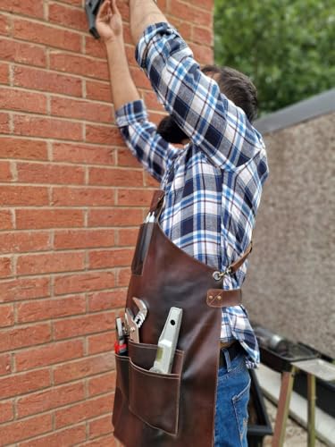 Full Grain Leather & Canvas Apron (Cognac Brown)