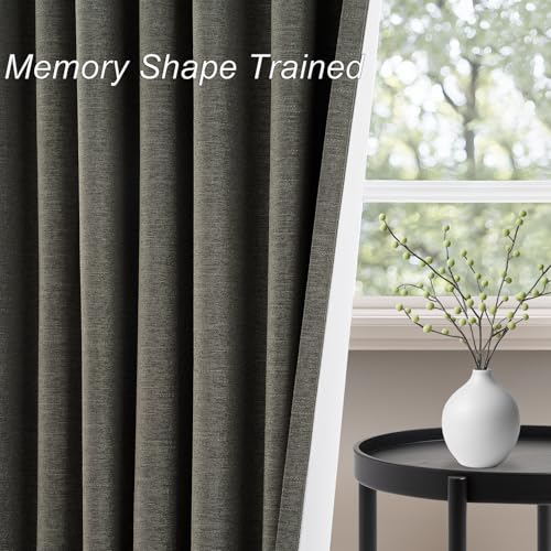 100% Blackout Linen Textured Curtains 84 inches Long Charcoal Gray Thermal Insulating Privacy Energy Saving for Bedroom Living Room Window Office Theater Baby Nursery Back Tab 2 Panels (Carbon Grey / 52"W x 84"L (Pack of 2))