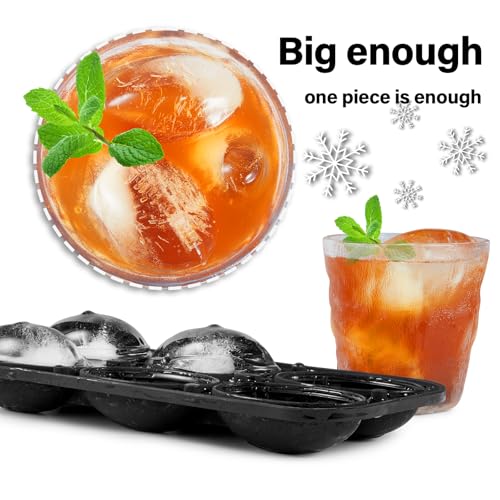 Silicone Large Ice Cube Tray (Black / 6 Pack Large Ice Cubes)