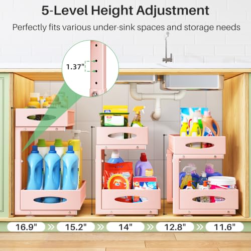 2 Pack Under Sink Organizer (Pink / 2 Pack)
