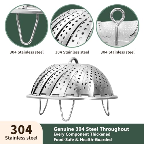 Steamer Basket for Cooking 304 Stainless Steel Entirely Thickened (5.5'' To 9.5'')