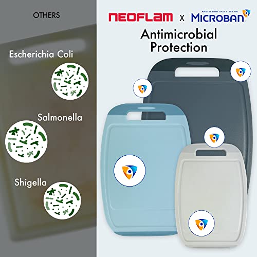 Microban Antimicrobial Plastic Cutting Board 3 Sets (Blue/Gray / 3pc Set - S/M/L)