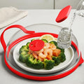 Microwave Splatter Cover with Water Steamer for Food (Red)