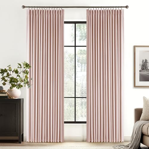 Pink Blackout Pinch Pleated Linen Curtains (Pinch Pleated - Pink / 40"W x 84"L (Pack of 2))