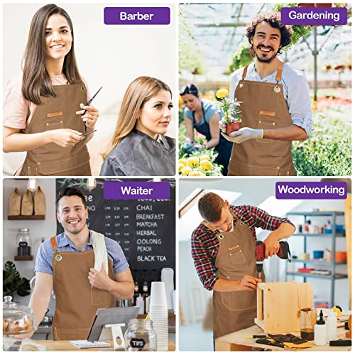 Chef Apron Men Women (Brown, 6 Pack)