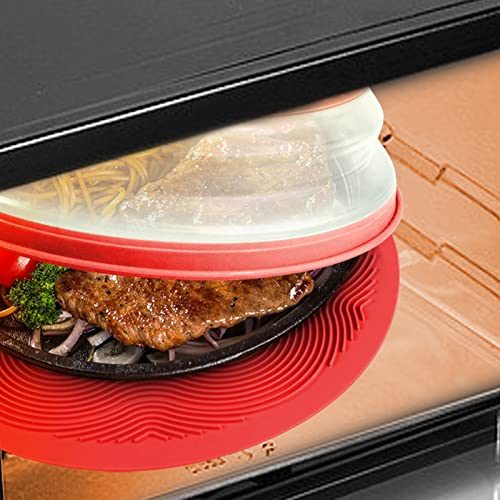 2 in 1 Aidacom Microwave Splatter Cover for Food & Silicone Microwave Mat (Red)