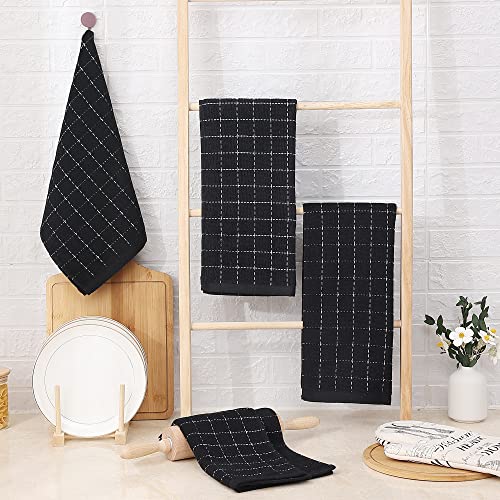 100% Cotton Terry Kitchen Towels (Black / 13 X 28 - 4 Pack)