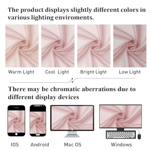 Blush Pink Sheer Curtains 63 Inch Length 2 Panels (Blush Pink / 40"W x 63"L (Pack of 2))