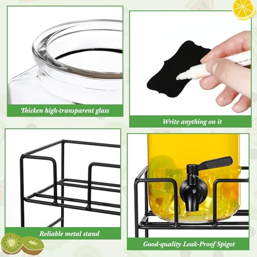 3 Pack 80 oz Glass Beverage Dispenser with Stand (Black)