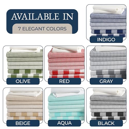 Cotton Kitchen Towels and Dishcloths 20 Pack (Kitchen Linen Set of 20 / 06: Red)