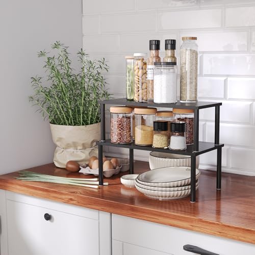 2 Pack Cabinet Organizer Shelf (15.8"W / Black)