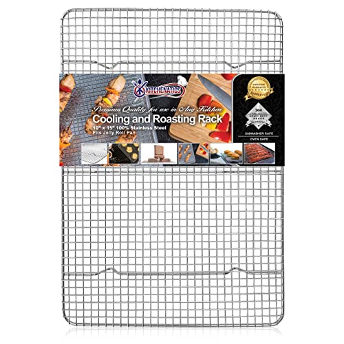 Stainless Steel Cooling Rack for Cooking and Baking (10" x 15" Jelly Roll - 1 PC)