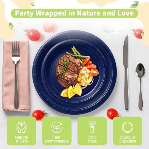 Navy Blue Paper Plates (Navy Blue / 100 Count (50-9" & 50-7"))