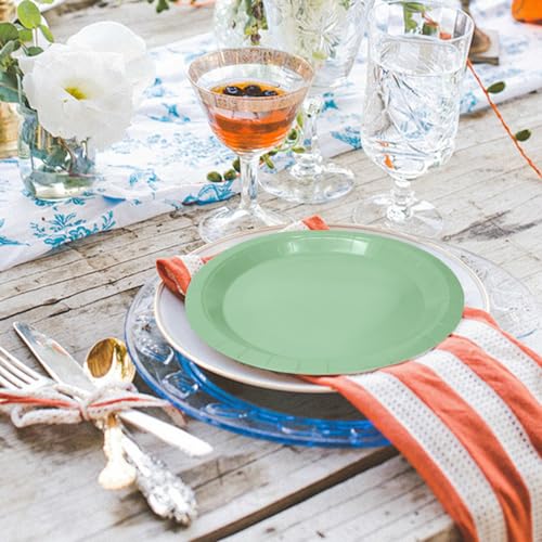 50 Pcs Sage Green Paper Plates 7 Inch Green Dessert Plates Disposable Dinner Plates for Baby Shower Bridal Shower Birthday Party Supplies Disposable Paper Plates (sage green dinner plates / 50 Pcs)