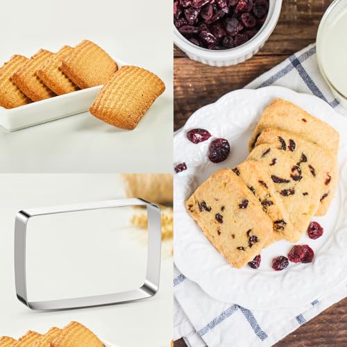 Rectangle Round Corner Cookie Cutters Egg Biscuit for Kids DIY Lunchbox Bento Box Fruit Vegetable Sandwich Cutters for Baking (Rectangle Round Corner)
