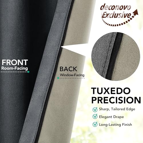Blackout Curtains for Bedroom Living Room Velvet Grey 50x84 Inch (Grey/Velvet Total Blackout / 50"W x 84"L (Pack of 2))