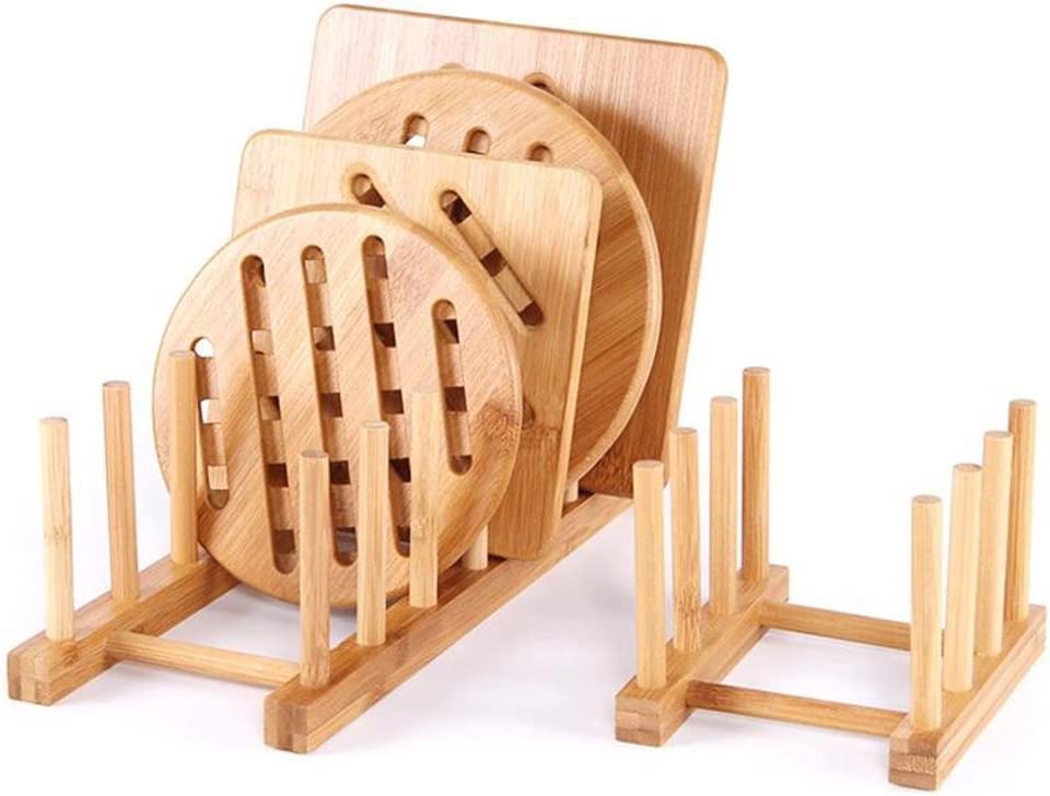 Bamboo Wooden Dish Rack Drying for Kitchen Dish (Small-2pc)