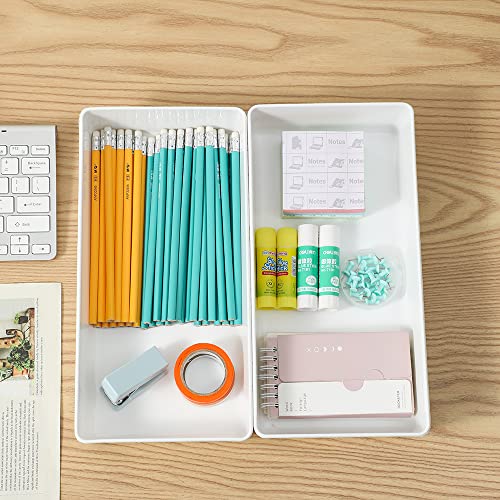 Strong Plastic Drawer Organizer Tray 6x12'' (3 Pack 12"x6" White Plastic)