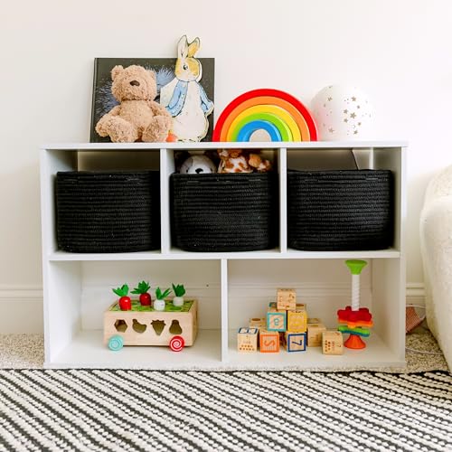 Storage Cubes 9”x9”x7”Cotton Rope Woven Baskets for Organizing 3 (Black)