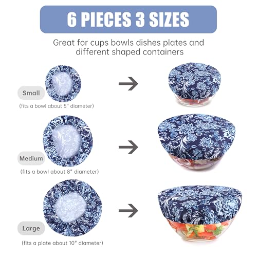 Elastic Reusable Bowl Covers for Bread Proofing (6 Pack / Paisley)