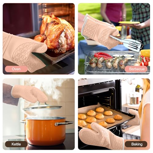Silicone Oven Mitts (Pink)