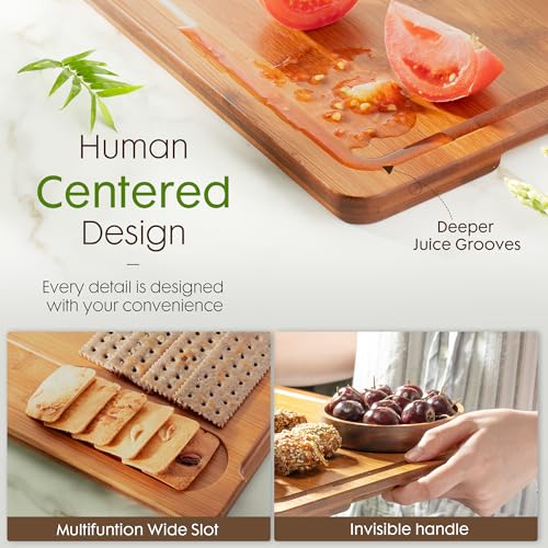 Deep Carbonized Bamboo Cutting Boards for Kitchen (Deep-Carbonized / 4 Pcs)