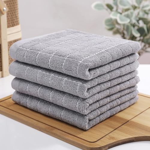 100% Cotton Terry Kitchen Towels (Light Grey / 13 X 28 - 8 Pack)