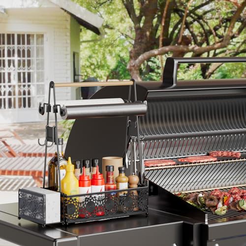 Outdoor Grill Caddy Organizer (Wood and black)