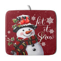 Christmas Dish Drying Mat for Kitchen Counter Snowman Let It Snow Microfiber Absorbent Dish Draining Reusable Washable Foldable 16"x18" (18" x 16")
