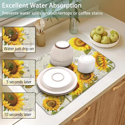 Dish Drying Mat 2 (Sunflower-2 / 2-Pack)