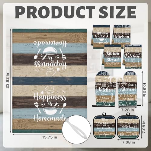 Teal Striped Kitchen Decor Set (Teal Striped)
