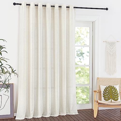 Flax Linen Curtains for Sliding Glass Door (100"W x 96"L (Pack of 1) / Linen Flax Sheer)
