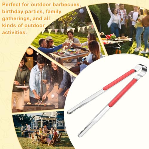 3 Pack Grill Tongs (Red / 10 Inch)