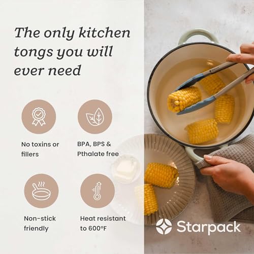 Starpack Get a Grip Silicone Kitchen Tongs (12" Single / Light Blue)