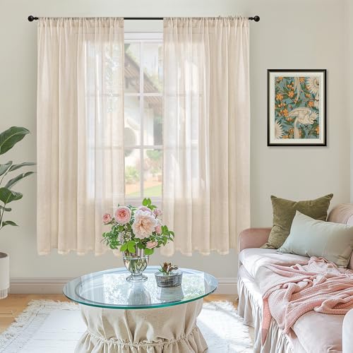 Natural Linen Curtains 72 Inches Long for Bedroom Windows (Natural / 52"W x 72"L (Pack of 2))