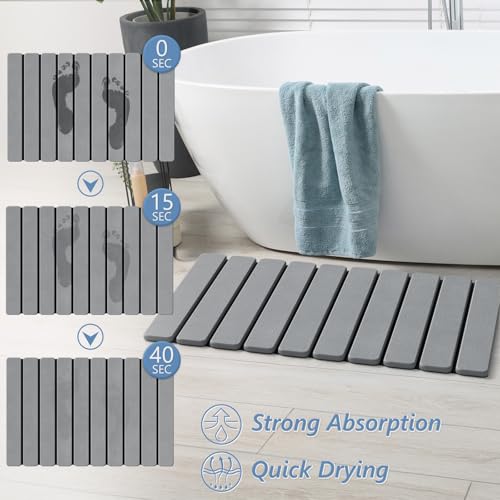 Foldable Stone Bath Mat (Grey / 23.6" x 15.5")