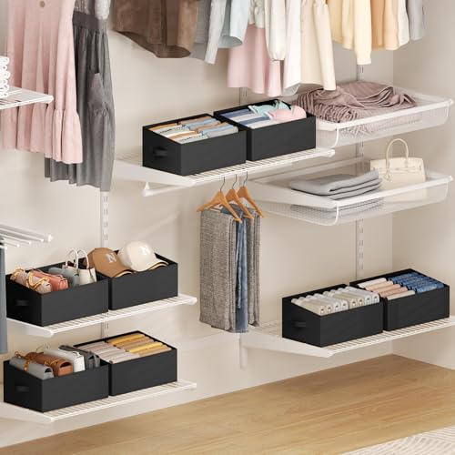 Closet Storage Bins 8 Pack (Black / 8 Bins 16.5"x11"x7.9")