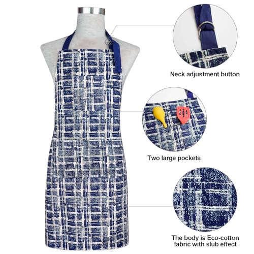 Oven Mitts and Pot Holders with Chef Apron (Navy)