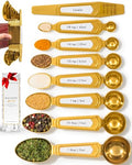 White and Gold Measuring Spoons with Leveler (White & Gold)