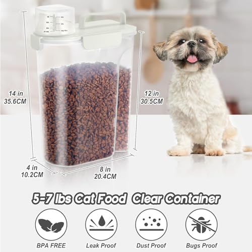 5Lbs Airtight Cat Dog Food Storage Container with Upgraded Large Nozzle BPA (White & Black / 5L-2pack)