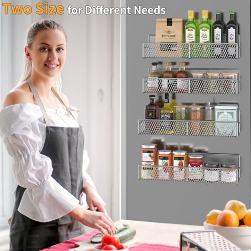 Magnetic Spice Rack for Refrigerator (Grey / 4 Pack)