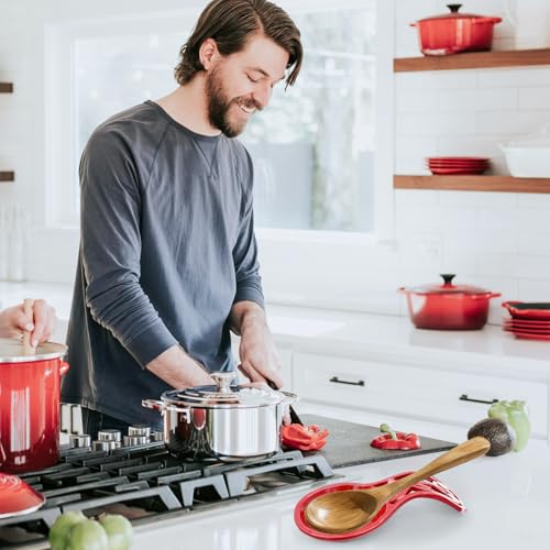 Cast Iron Spoon Rest (Red / Coral Floral)