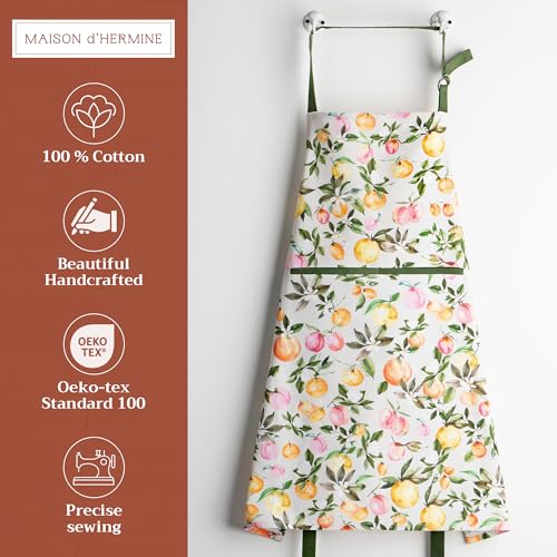 Aprons for women with Pocket 100% Cotton Pack of 1 (058 - Soleil Fruite)